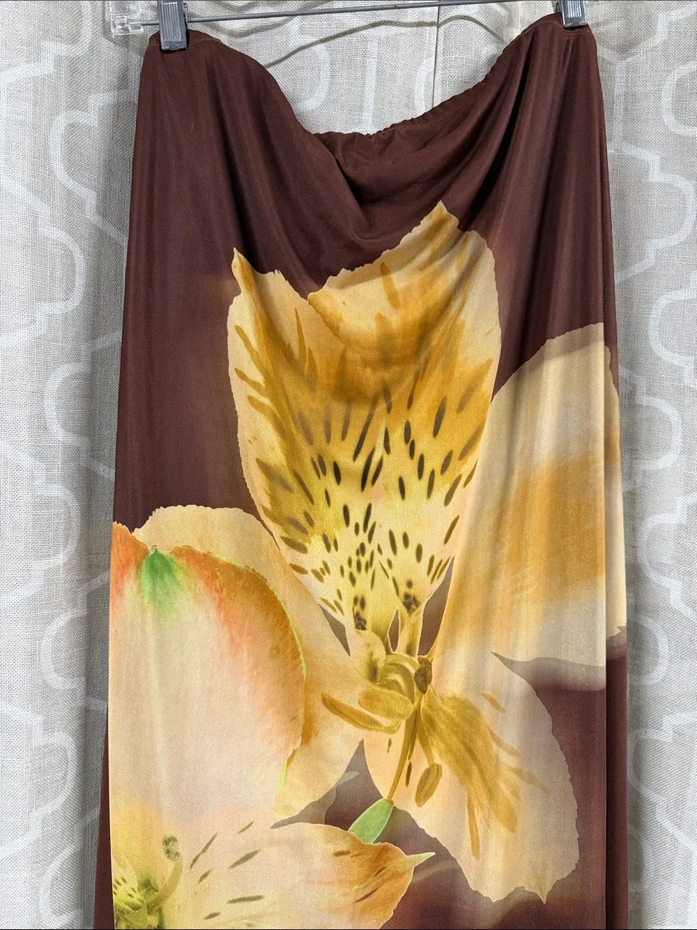 Madden Girl brown yellow floral tube midi dress plus size 3X